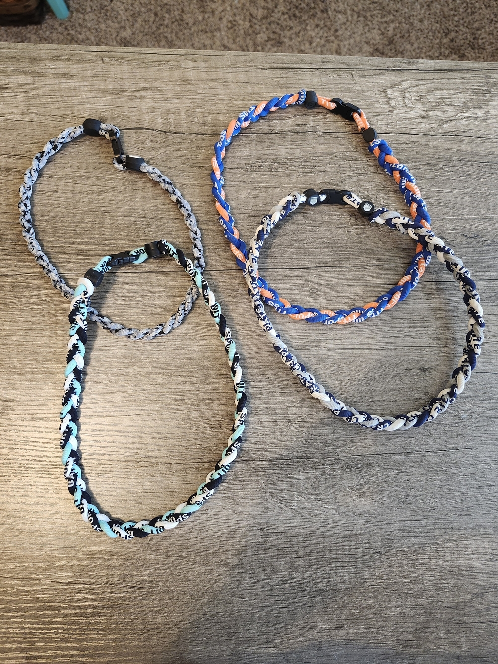 Kids Braided Sports Headband Set - Blue, Orange, White